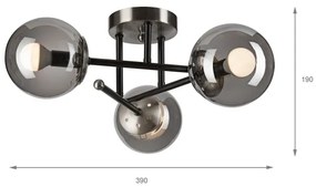 Prisadený luster MALENA 3xE14/5W/230V čierna/dymová