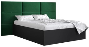 Manželská posteľ s čalúneným čelom 160 cm Brittany 2 (čierna matná + zelená) (s roštom). Vlastná spoľahlivá doprava až k Vám domov. 1045946