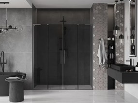 Mexen Velar L Duo, posuvné sprchové dvere do otvoru 200 cm, 8mm šedé sklo, grafit brúsený, 871-200-003-42-66