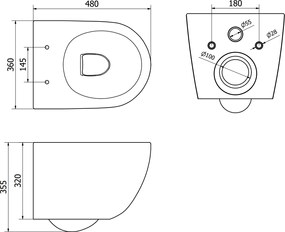 Závesné WC MEXEN LENA RIMLESS - čierne/strieborné šupinové + Duroplast sedátko slim, 30224072