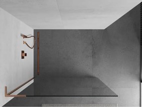 Mexen Kioto L, sprchová zástena Walk-In 105 x 200 cm, 8mm číre sklo, medený matný profil, 800-105-103-65-00