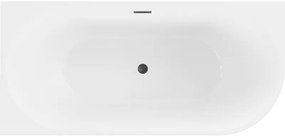 Mexen Mia, voľne stojaca rohová vaňa, lavá, 160 x 75 cm, biela, čierny matný prepad, 52691607500L-70