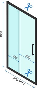 3-stenný obdĺžnikový sprchový kút REA RAPID SLIDE 110/dvere x 90/zástena cm, zlatý kartáčovaný/transparent - bez vaničky