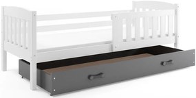 Detská posteľ KUBUŠ 1 s úložným priestorom| biela Farba: biela / sivá, Rozmer.: 200 x 90 cm