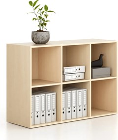 Regál FRAME, nízky, 3 stĺpce, 881 x 1299 x 450 mm, breza