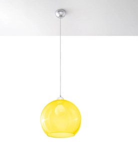 Závesné svietidlo Ball, 1x žlté sklenené tienidlo