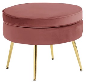 Luxusný taburet, ružová Velvet látka/chróm zlatý, Art-deco, NOBLIN TYP 1