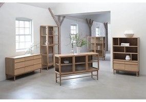 Vitrína z dubového dreva v prírodnej farbe 88x140 cm Elba – Unique Furniture