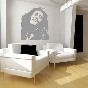 Veselá Stena Samolepka Portrét Bob Marley Farba: šedá, Veľkosť: 60 x 50 cm