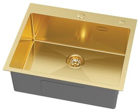 Erga HD, 1-komorový oceľový drez 600x500x210 mm, zlatá, ERG-MLS-HD6050G