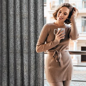 ZÁVES NA KRÚŽKOCH EVA MINGE TIFFANY 135X250 CM ČIERNA