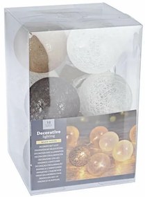 LED svetelná reťaz Livorno, 10 gulí, pr. 6 cm, teplá biela, 1,5 m