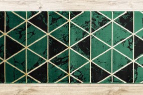Behúň EMERALD exkluzívny 1020 glamour, marmur, trojuholníky zelený/zlatý