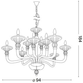 Ideal Lux - Luster na reťazi DANIELI 12xE14/40W/230V pr. 94 cm číra