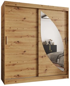 Šatníková skriňa 180 cm Milain (dub artisan). Akcia -20%. Vlastná spoľahlivá doprava až k Vám domov. 1126004
