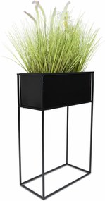 KOVOVÝ KVETINÁČ SO STOJANOM RECT 70X24X44 CM ČIERNA