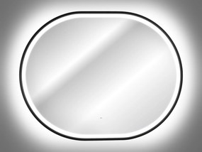 Comad Závesné zrkadlo s LED osvetlením Apollo 2 Black 90x70 cm s pohybovým senzorom, čierna