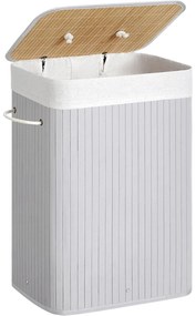 Kôš na bielizeň s vekom 72L Bambusový skladací kôš na prádlo, sivý