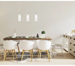 Závesné svietidlo v bielo-striebornej farbe so skleneným tienidlom TROY 3 – EGLO