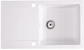 Sink Quality Ferrum, kuchynský granitový drez 770x450x190 mm + sifón, biela, SKQ-FER.W.1KDO.X