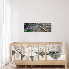 Obraz - lúčne kvety (s hodinami) (90x30 cm)