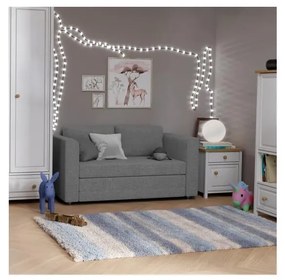 Čalúnená rozkladacia dvojmiestná pohovka s opierkami na ruky LAYLA, sivá