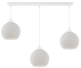 Závesné svietidlo Riffle Round, 3x biele sklenené tienidlo, w
