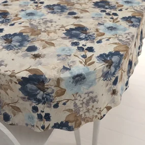 Biante Dekoračný oválny obrus Parma PM-113 Modré kvety na smotanovom 140x160 cm