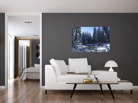 Obraz zasneženého lesa (90x60 cm)