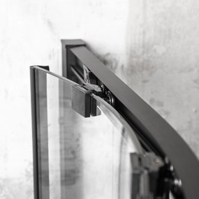 Novoterm Štvrťkruhový sprchový kút NV-Solid RS BL 90, čierny/transparent - bez vaničky