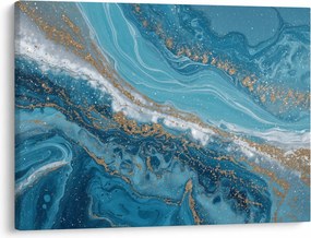 Obraz - Bledomodrý mramor so zlatom I. (70x50 cm)