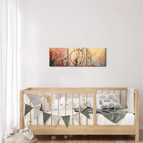 Obraz - Divoké kvety (s hodinami) (90x30 cm)