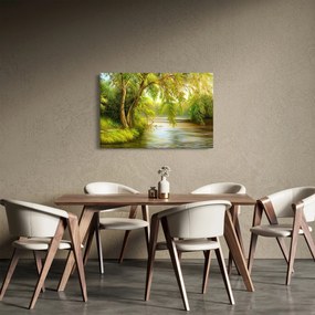 Obraz - Vŕba pri jazere, olejomaľba (90x60 cm)