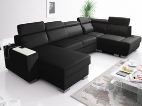 Rohová sedačka U 340x200 Usb úložný priestor funkcia polica opierky hlavy Kongo RBN20