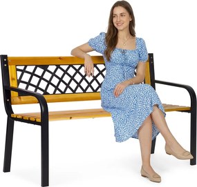 MultiGarden Drevená záhradná lavička s ažurovým operadlom 118x52 cm MultiGarden