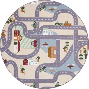 Vopi, Detský kusový koberec Scanroad 39 kruh, 160x160 (priemer) kruh, viacfarebná, detská izba