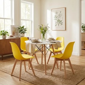 Jedálenská stolička KITO žltá / naturálne nohy