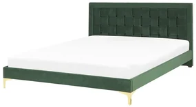 Manželská posteľ 140 cm LIMO (polyester) (tmavozelená) (s roštom). Vlastná spoľahlivá doprava až k Vám domov. 1022886