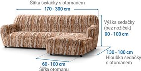 Bielastické poťahy OCEANO NOVÉ tehlové sedačka s otomanom vpravo (š. 170 - 300 cm)