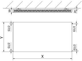 Mexen, Mexen Flat CF11 panelový radiátor 600 x 1200 mm, bočné pripojenie, 940 W, biely - W411F-060-120-00