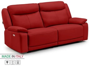 Kožená pohovka CONTINENTAL s elektrickou funkciou relax 3P, elektrické, červená (rosso 304)