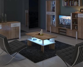 Konferenčný stolík Velvet 2 (sonoma svetlá + lesk biely). Vlastná spoľahlivá doprava až k Vám domov. 780036