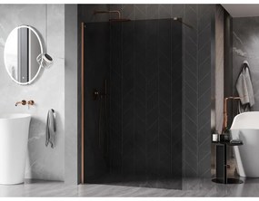 Mexen, Mexen Kioto-X sprchová stena 160 x 200 cm, grafit 10 mm, brúsená meď - 800-160-101-65-40-X