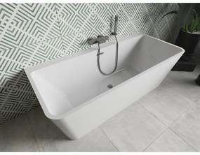 Mexen Volta, voľne stojaca nástenna vaňa 150 x 75 cm, biela, brúsený grafit prepad, 51131507500-95