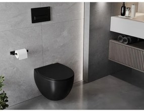Mexen Egg, závesná WC misa Rimless s duroplastovým sedátkom s pomalým zatváraním, čierna matná, 30245070