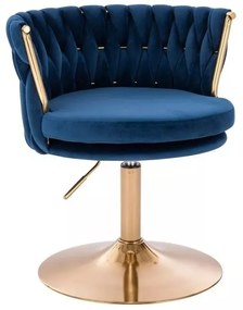 LuxuryForm DESIGN Stolička LYON VELUR na zlatom tanieri - modrá