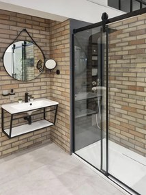 Sapho Sapho, SKA konzola pod umývadlo 600x400x460mm, čierna mat, s bielou MDF policou, SKA101