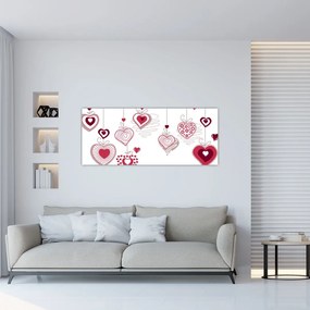 Obraz maľovaných srdiečok (120x50 cm)