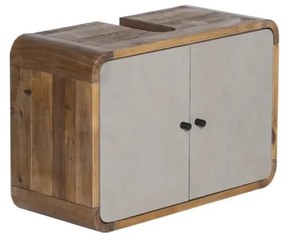 furniture-nabytek.cz - Masívna skrinka pod umývadlo Dinglová z recyklovanej borovice a MDF, lakovaná, prírodná / šedá – 67×30×45 cm