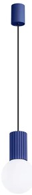 Tmavomodré závesné svietidlo so skleneným tienidlom ø 12 cm Orbital – Sollux